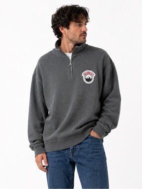 Farwest Mountain Quarter Zip Sweatshirt 2XL Grey Made in Canada Relaxed Fit